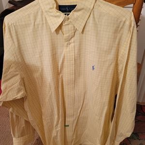 Ralph Lauren Yarmouth yellow button down shirt neck 16 size 34/35